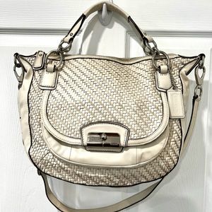 Basket Woven Leather Coach Bag